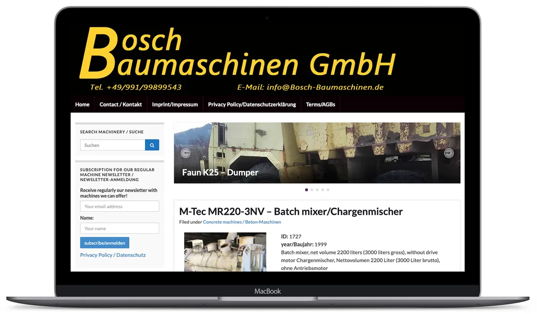 Website-Projekt Bosch Baumaschinen GmbH