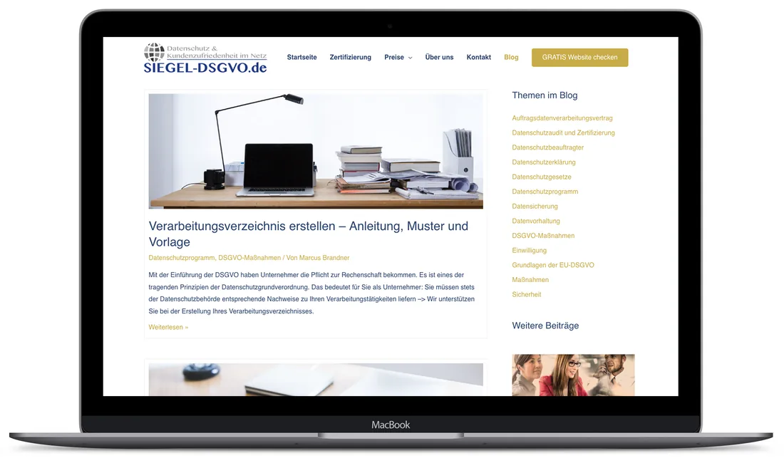 Website-Projekt Siegel DSGVO